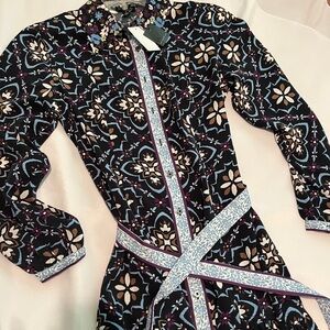 Floral Patterned Navy Dress